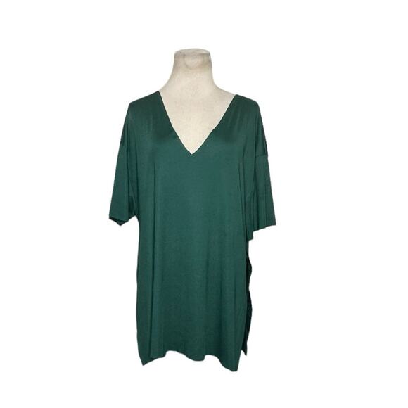 Zara green short sleeves side slits tunic top size Medium - Picture 1 of 11